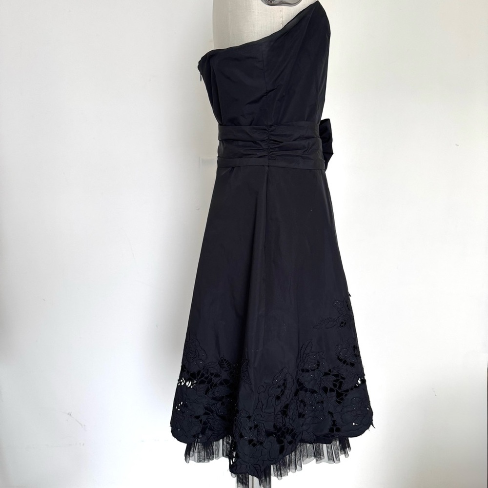 BCBG full skirt A-Line black satin + sparkle dress sz12 - Picture 8 of 14